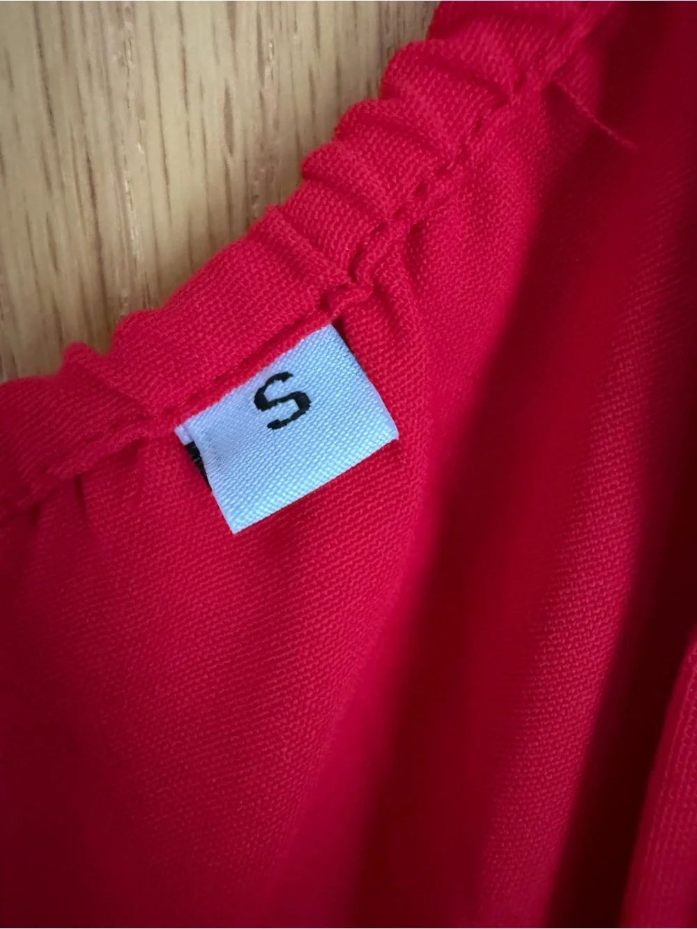 Source Unknown Red Puff-Sleeve Midi Dress with Front Tie